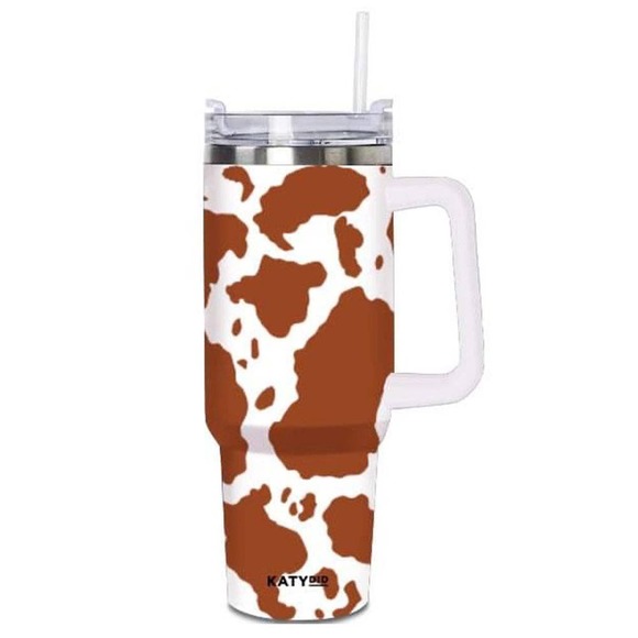 Katydid Other - Brown and White Cow Print Western Insulated Stainless Steel 40 Oz Tumbler